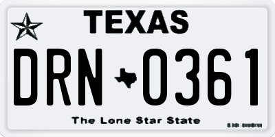 TX license plate DRN0361