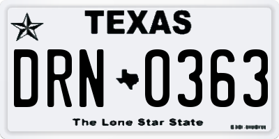 TX license plate DRN0363