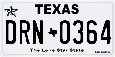 TX license plate DRN0364