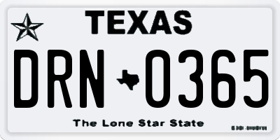 TX license plate DRN0365