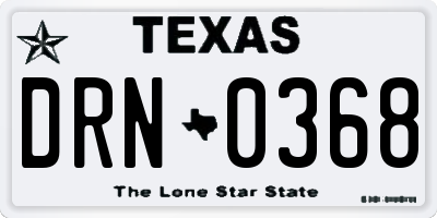 TX license plate DRN0368