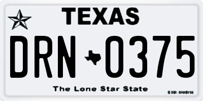 TX license plate DRN0375