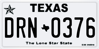 TX license plate DRN0376