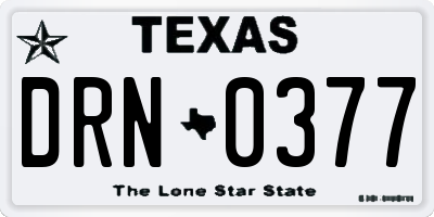 TX license plate DRN0377