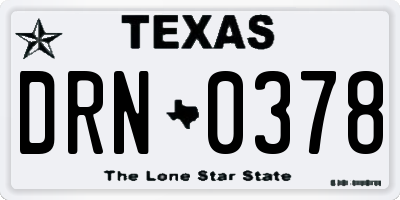 TX license plate DRN0378