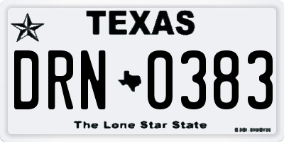 TX license plate DRN0383