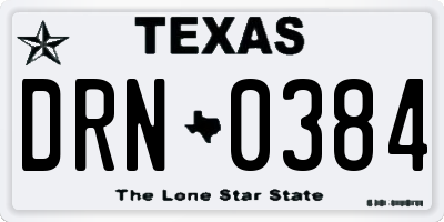 TX license plate DRN0384