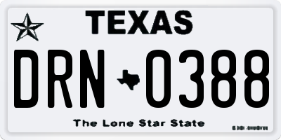 TX license plate DRN0388