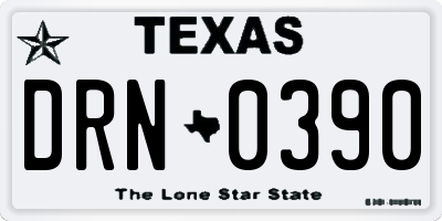 TX license plate DRN0390