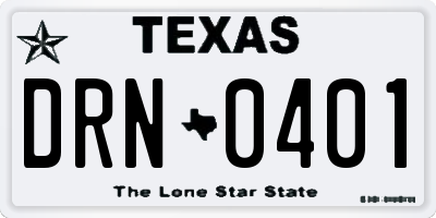 TX license plate DRN0401