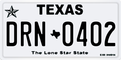 TX license plate DRN0402