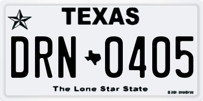 TX license plate DRN0405
