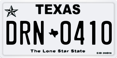 TX license plate DRN0410