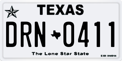 TX license plate DRN0411