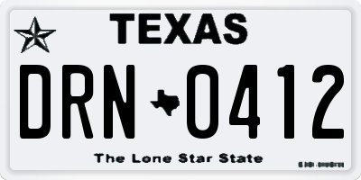 TX license plate DRN0412
