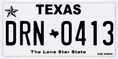 TX license plate DRN0413