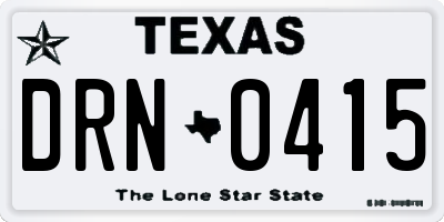 TX license plate DRN0415