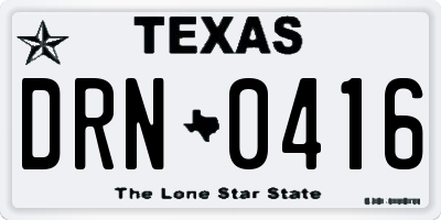 TX license plate DRN0416