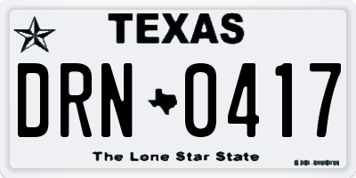 TX license plate DRN0417