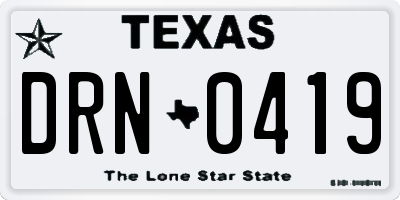 TX license plate DRN0419