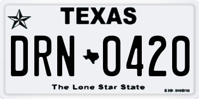 TX license plate DRN0420