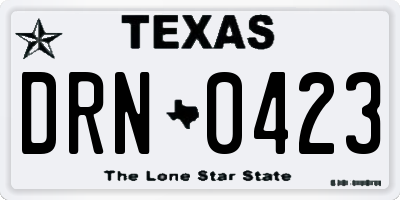 TX license plate DRN0423