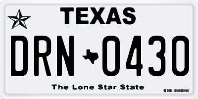 TX license plate DRN0430