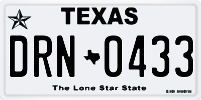 TX license plate DRN0433