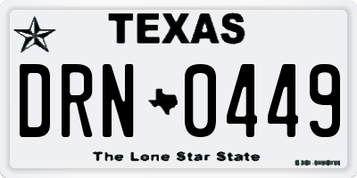 TX license plate DRN0449