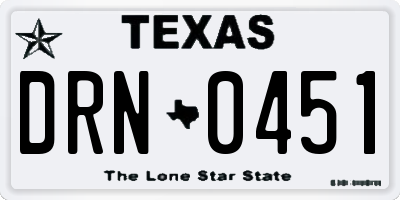 TX license plate DRN0451