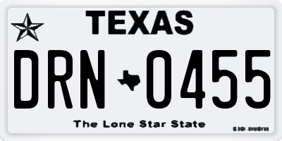 TX license plate DRN0455