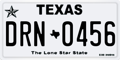 TX license plate DRN0456