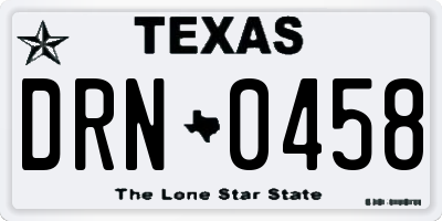TX license plate DRN0458