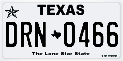 TX license plate DRN0466