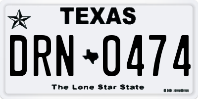 TX license plate DRN0474