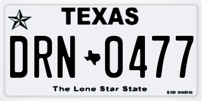 TX license plate DRN0477