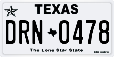 TX license plate DRN0478