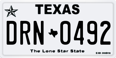 TX license plate DRN0492