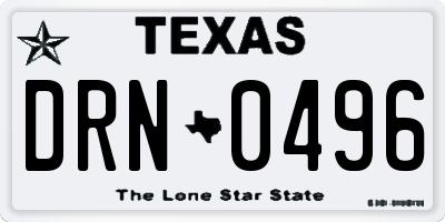 TX license plate DRN0496