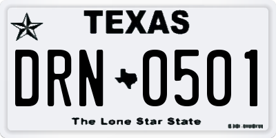 TX license plate DRN0501