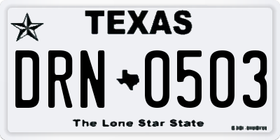 TX license plate DRN0503