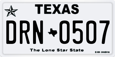 TX license plate DRN0507