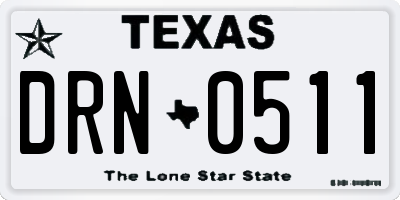 TX license plate DRN0511