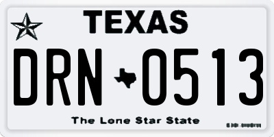 TX license plate DRN0513