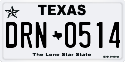 TX license plate DRN0514