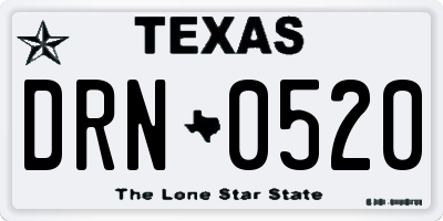 TX license plate DRN0520
