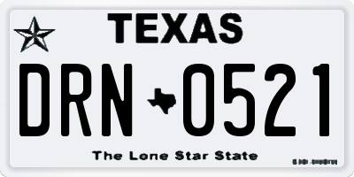 TX license plate DRN0521