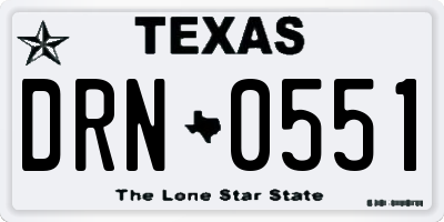 TX license plate DRN0551