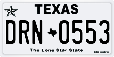 TX license plate DRN0553