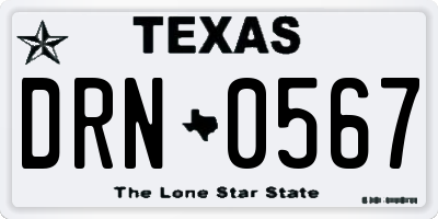 TX license plate DRN0567